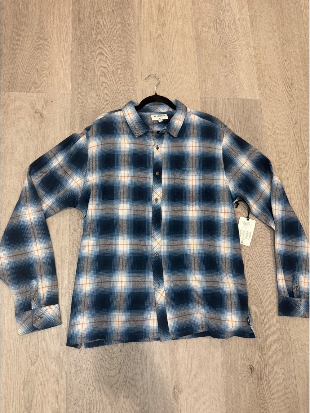 Billabong Men's XL Blue Plaid Flannel Shirt - New with Tags